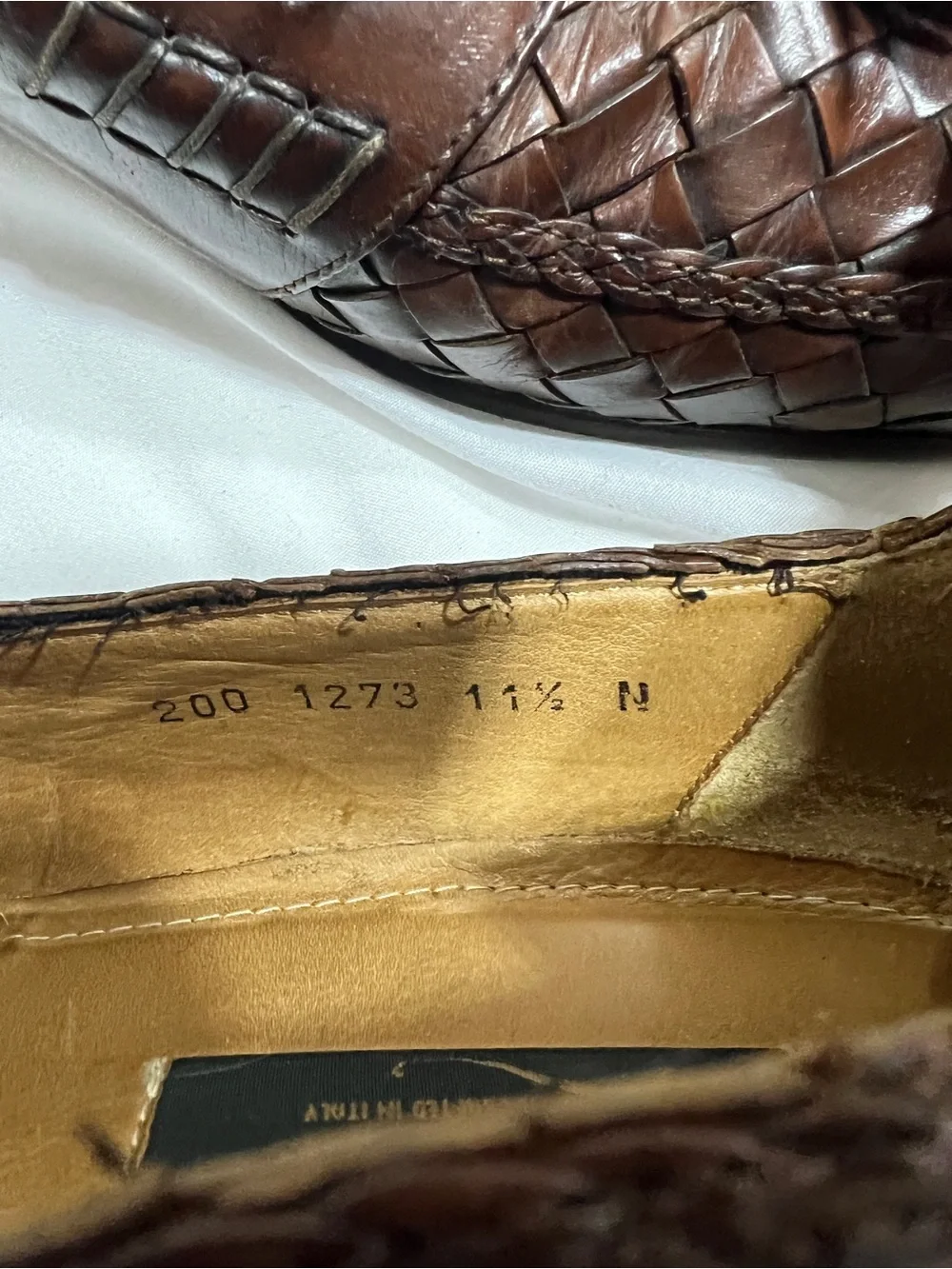 Men's Brown Woven Leather Tassel Loafers Zelli 11.5